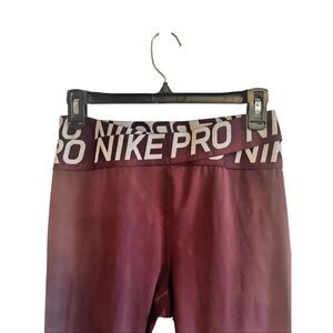 Nike Pro Dri-FIT Leggings Women’s Large Burgundy Compression Workout Athletic